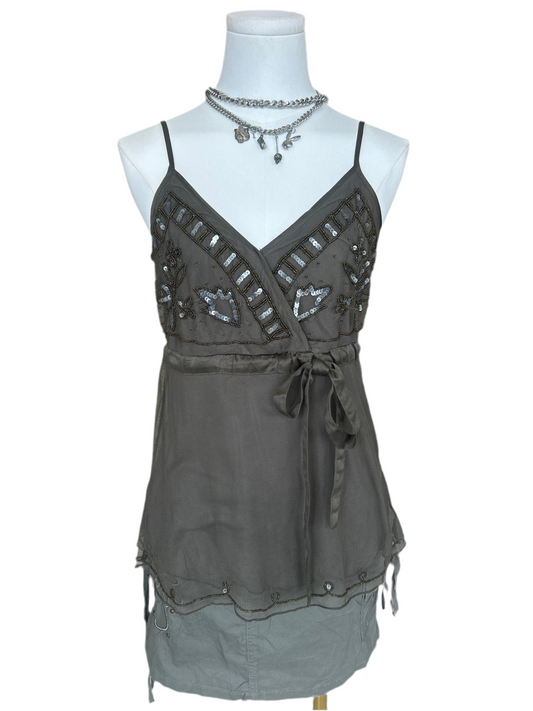 Lindex Army Green Embellished Cami
