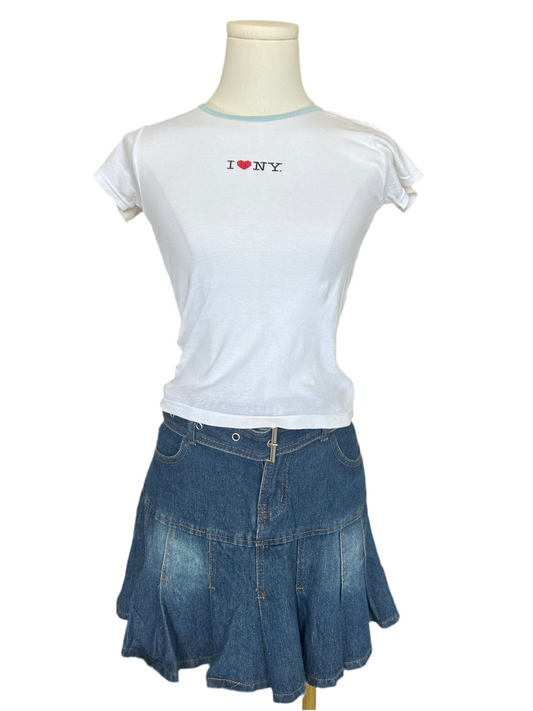 I love NY baby blue trim cotton tee