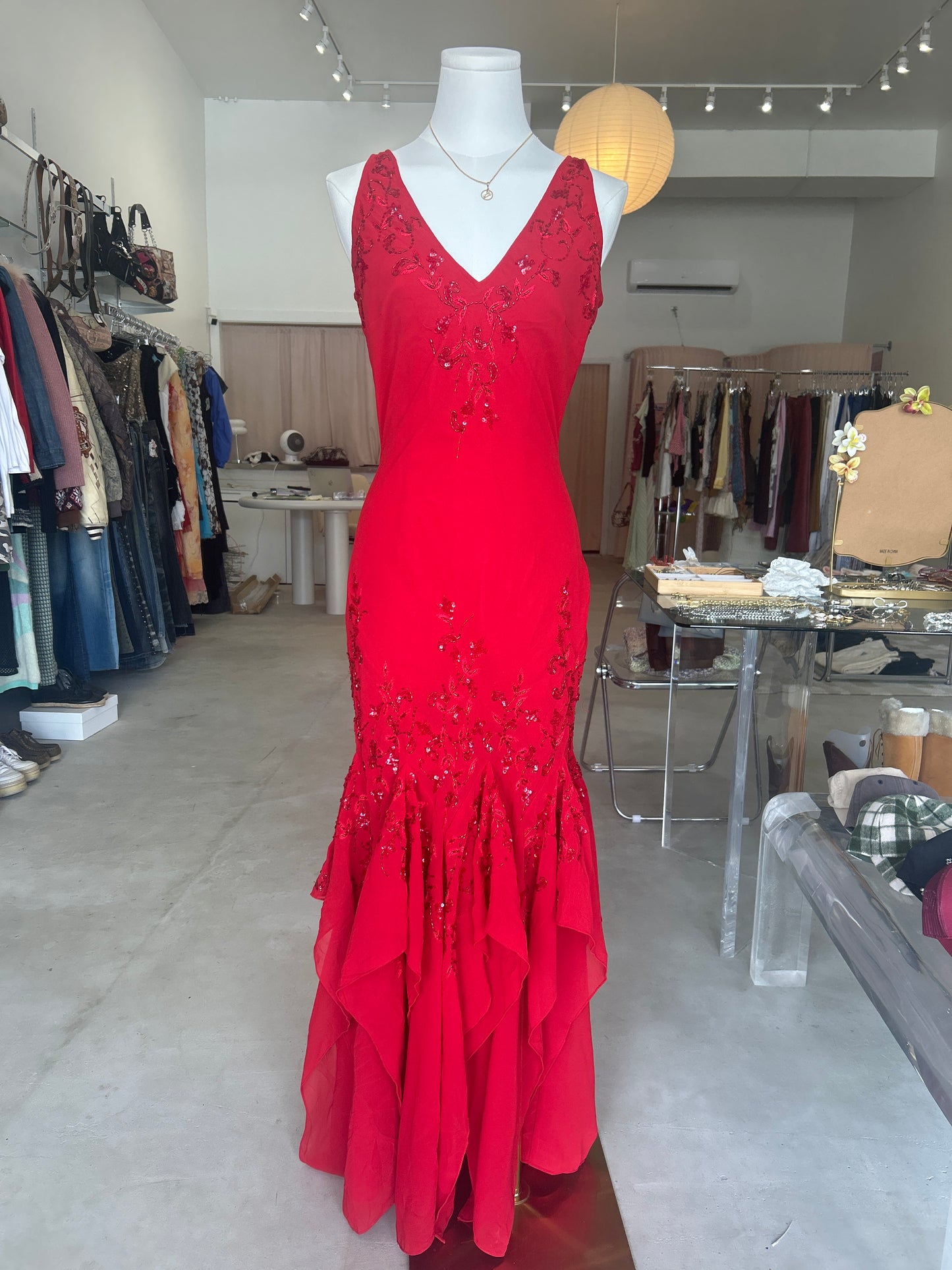 Apart Red Embellishments Gown