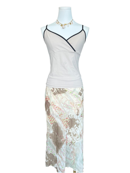 Cache Cache Beige with Brown Trim Cami top