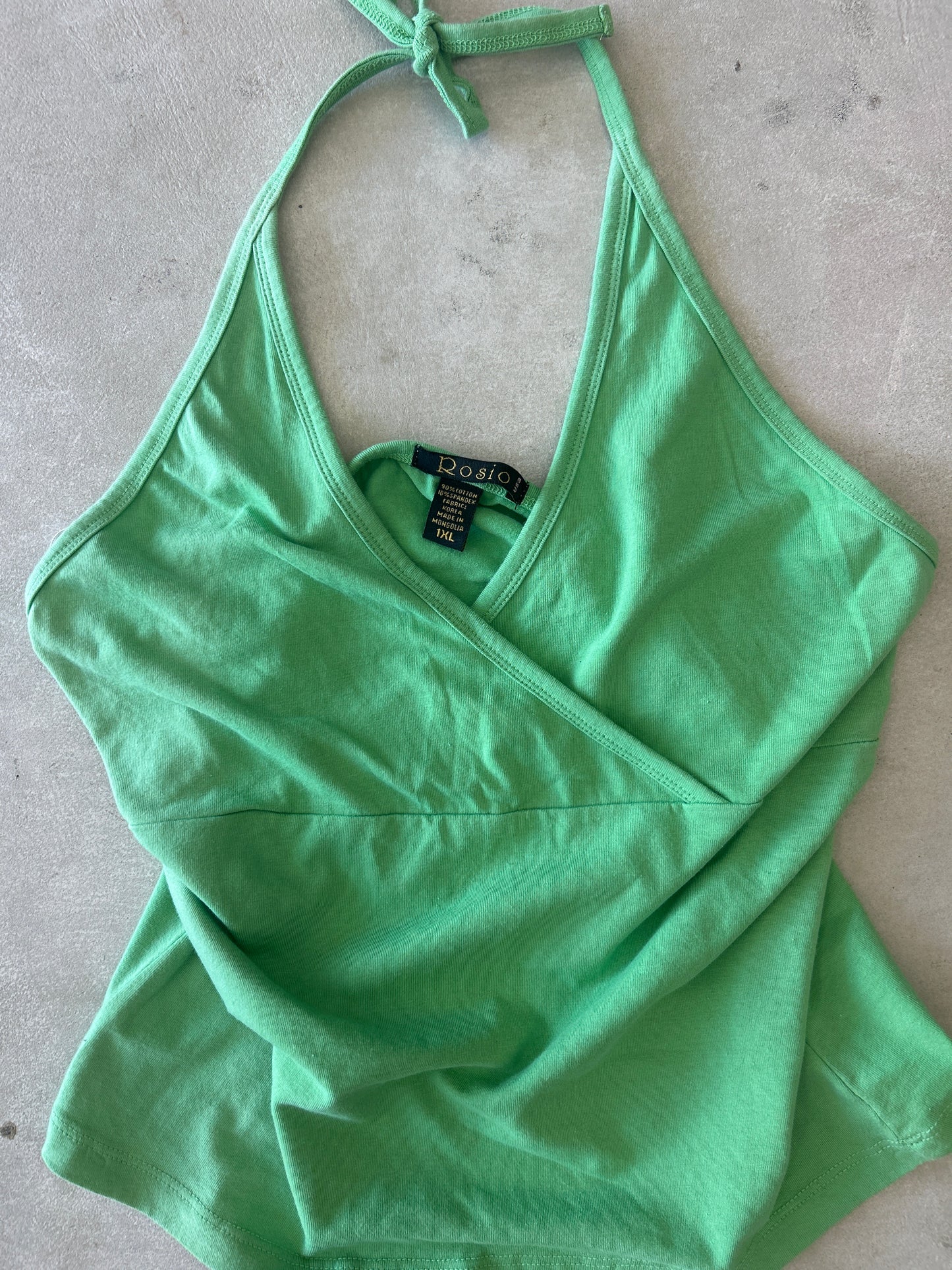 Rosio Green Cotton Halter Top