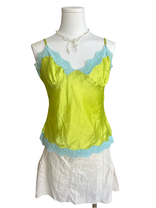 Magazine Lime & Turquoise Lace sequin Trim Cami