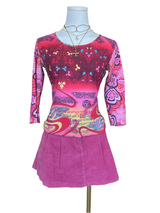 ONLY Jeans Wear Red Multi Printed Mid Sleeve Top