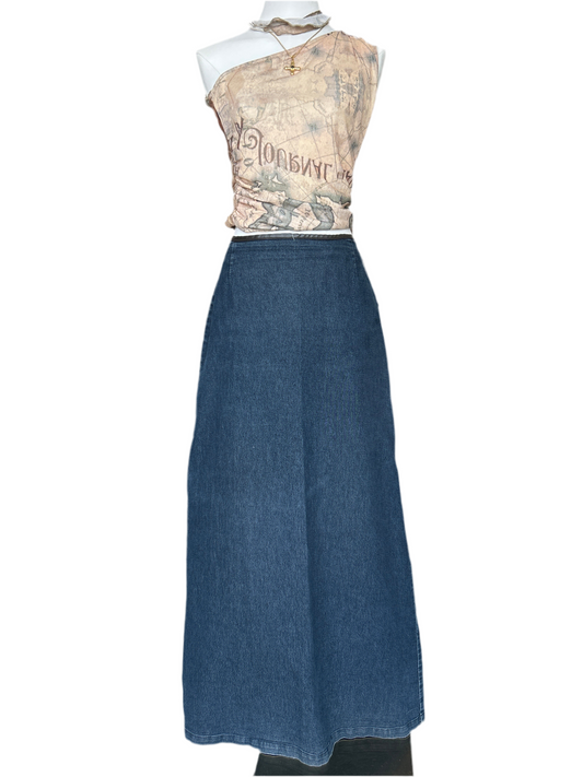 Vila denim maxi skirt