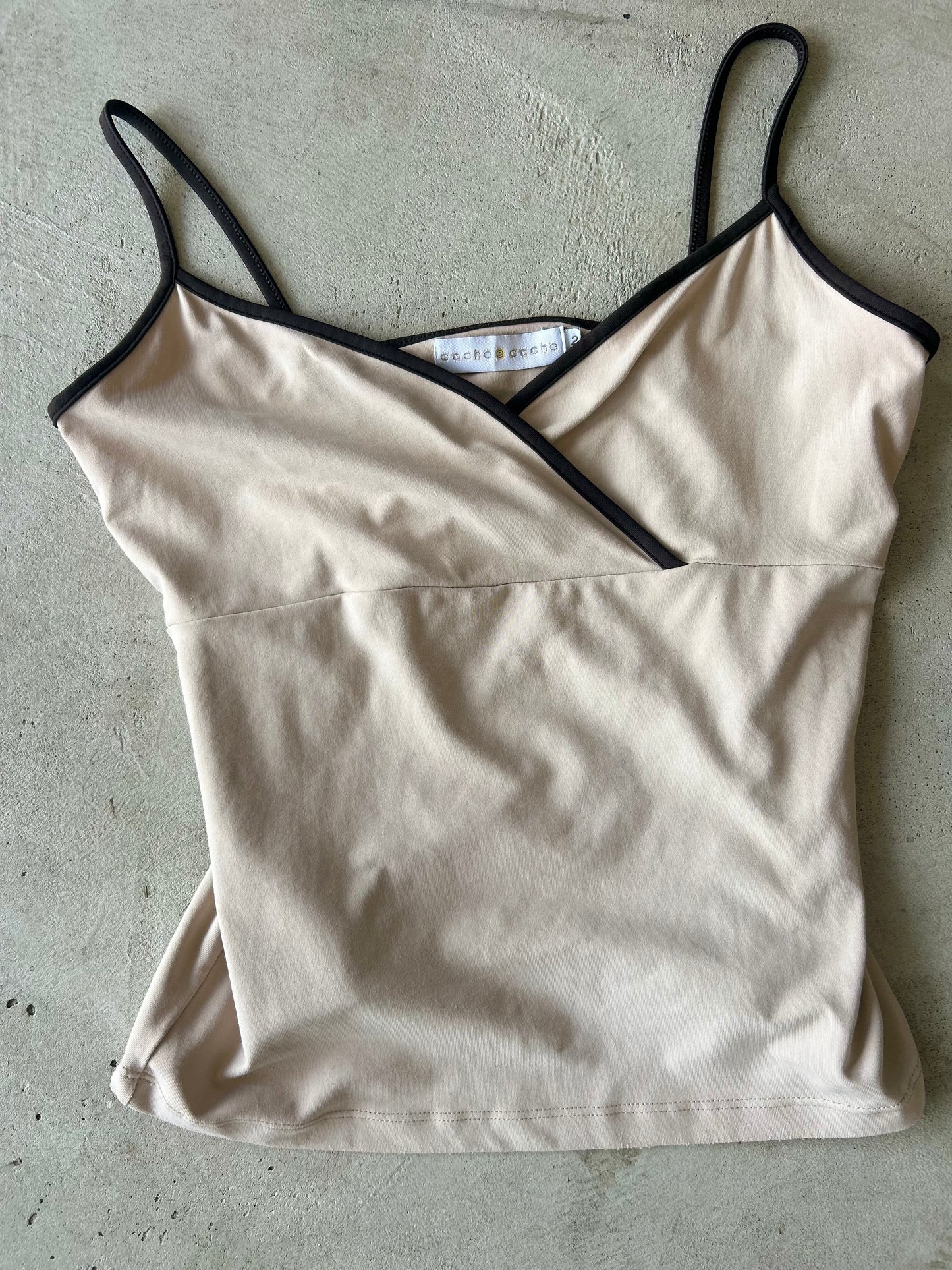 Cache Cache Beige with Brown Trim Cami top