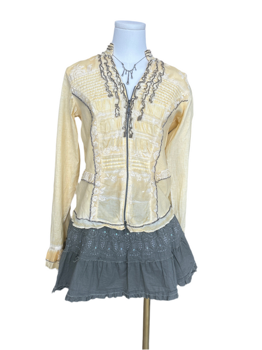 Biba Yellow Ruffles & Zip Up Longsleeve