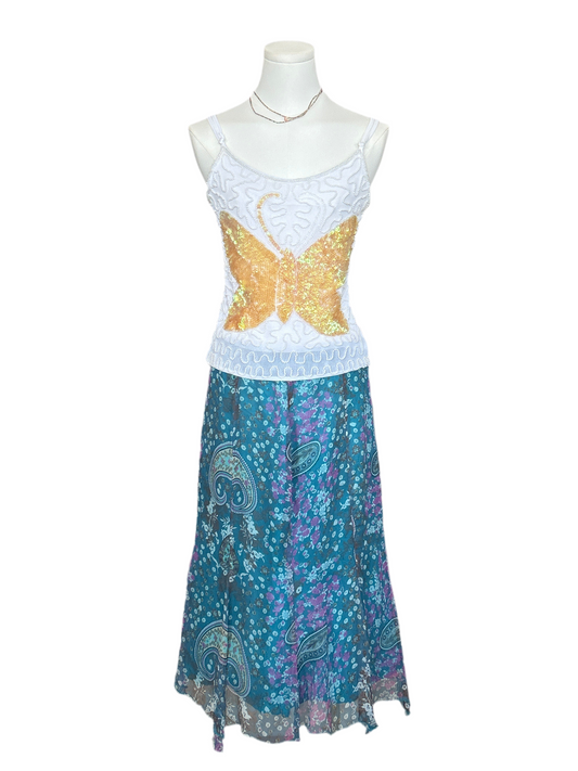 Blue low waisted Paisley Skirt
