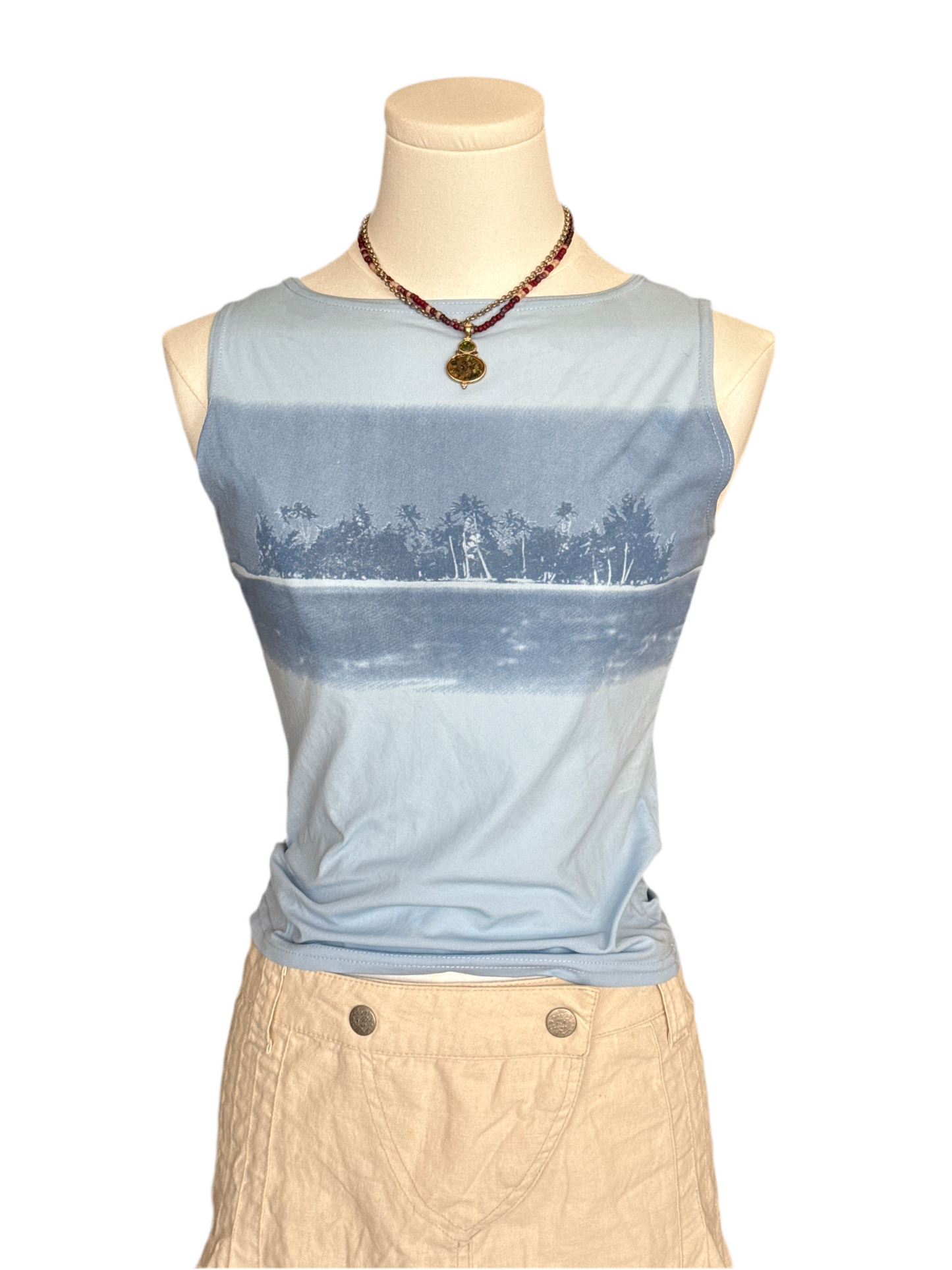 Baby Blue Palm Tree Print Tank