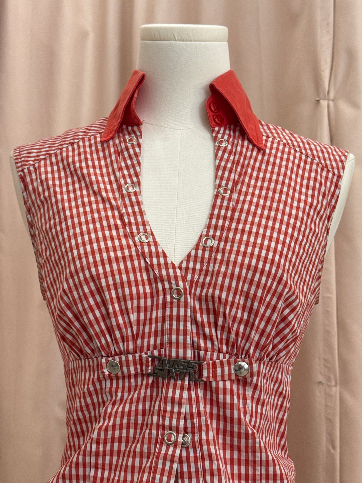 Miss Sixty Red/White Checkered Collar Sleeveless