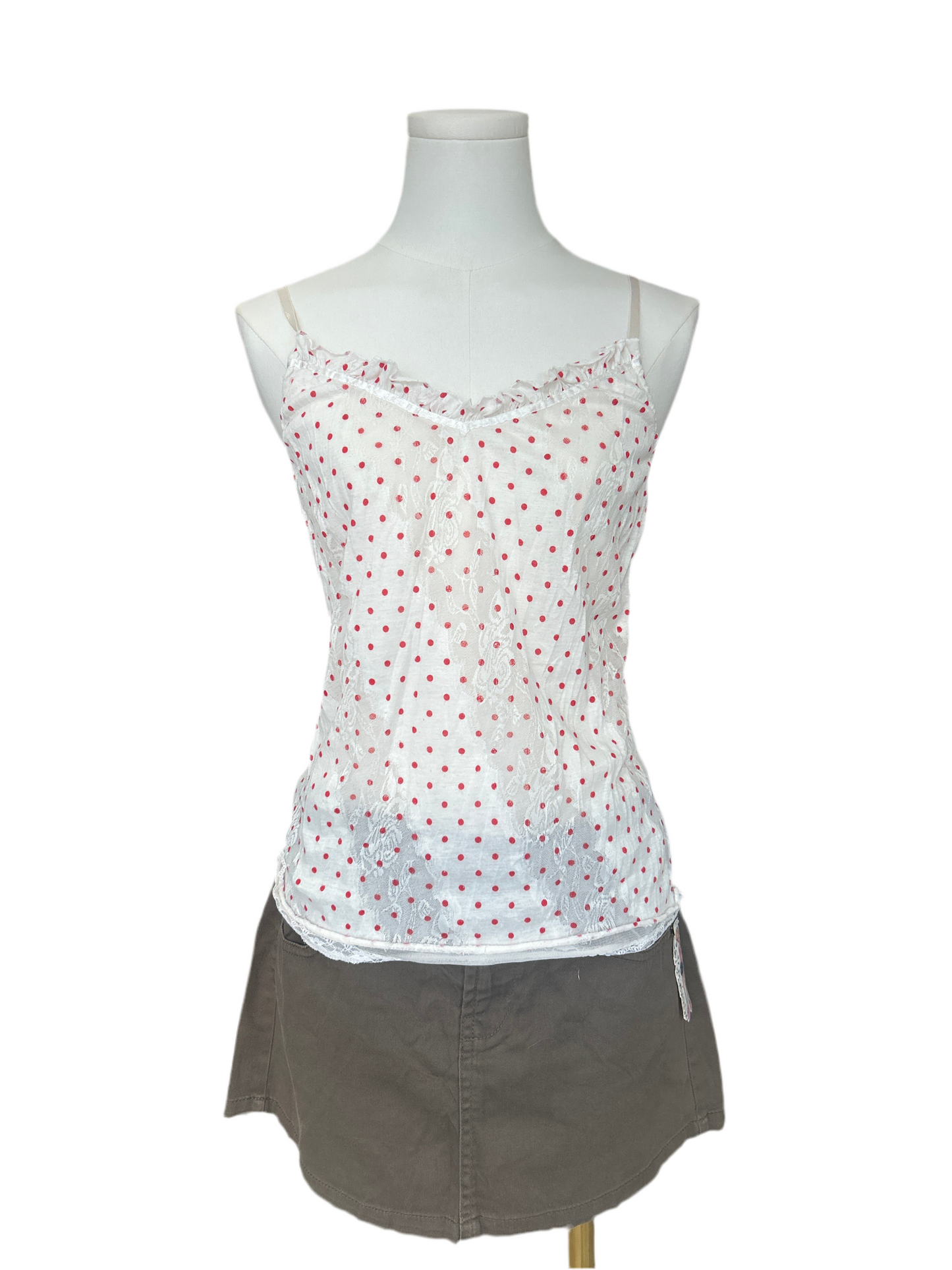 Red and white polka dot promod cami