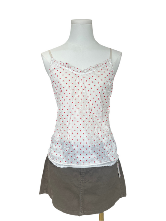 Red and white polka dot promod cami