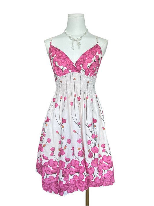 Girl Express Pink & White Floral Neck Cami Dress