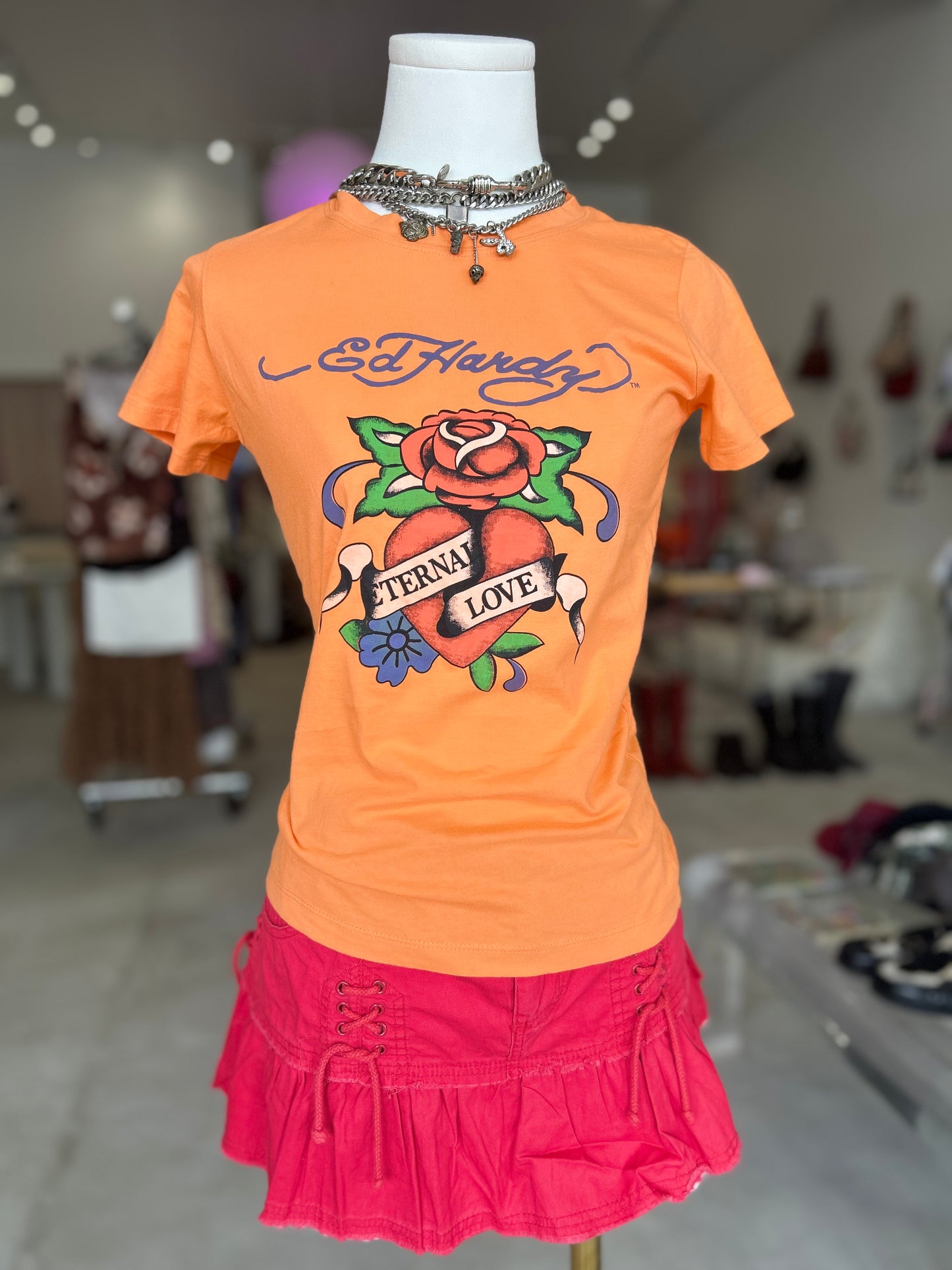 Ed Hardy Orange Eternal Love T-Shirt