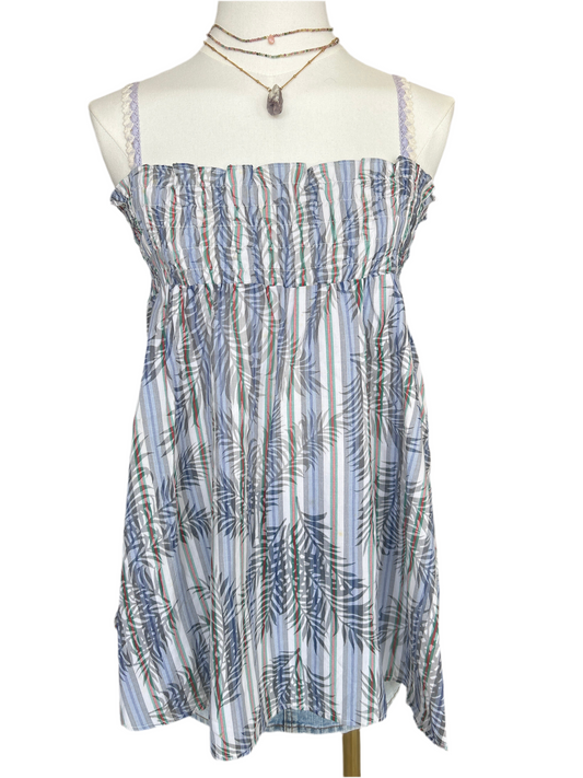 Palm Print Pinstriped Baby Doll Cami