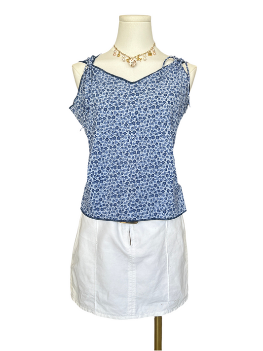 Traffic Blue Floral V Neck Top