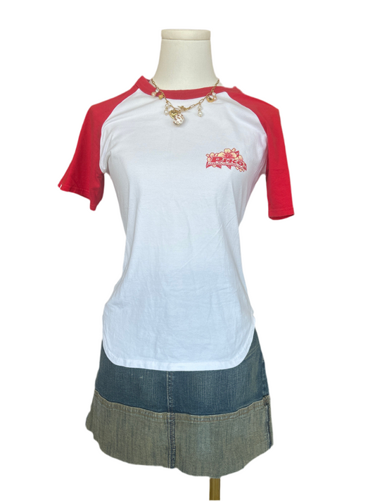 Piko Red and White Cotton Tee