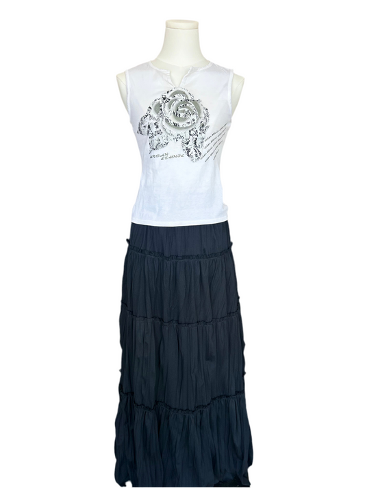 Private Stage White Urban Ethnic Cotton Tank Top