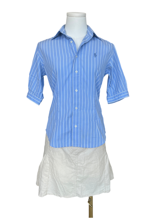Ralph Lauren Sport Blue & White Striped Buttoned Down Collar Shirt