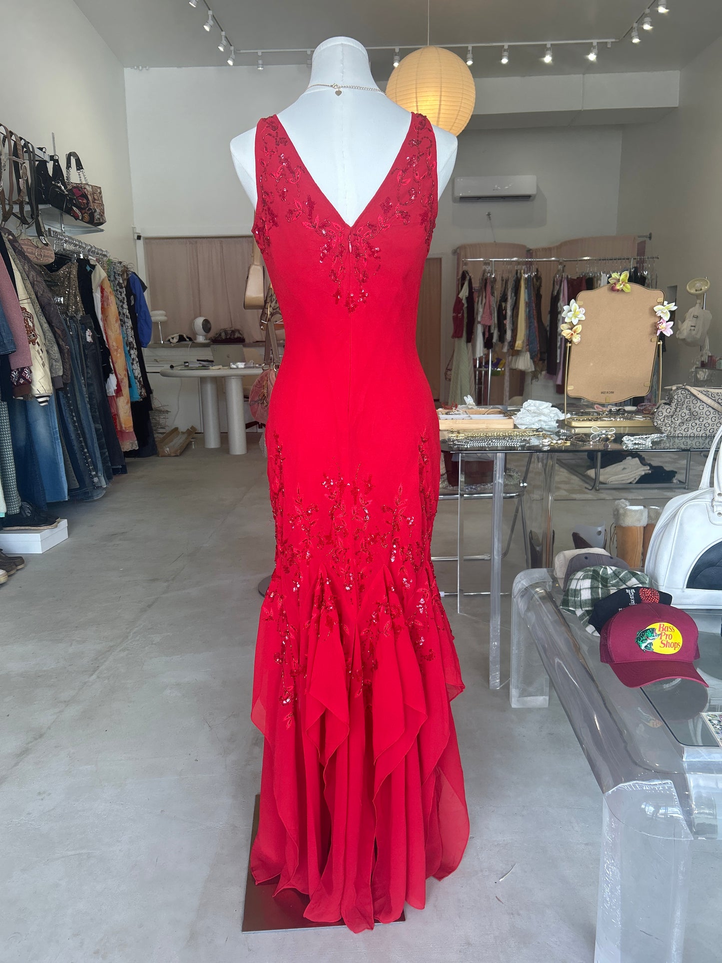 Apart Red Embellishments Gown