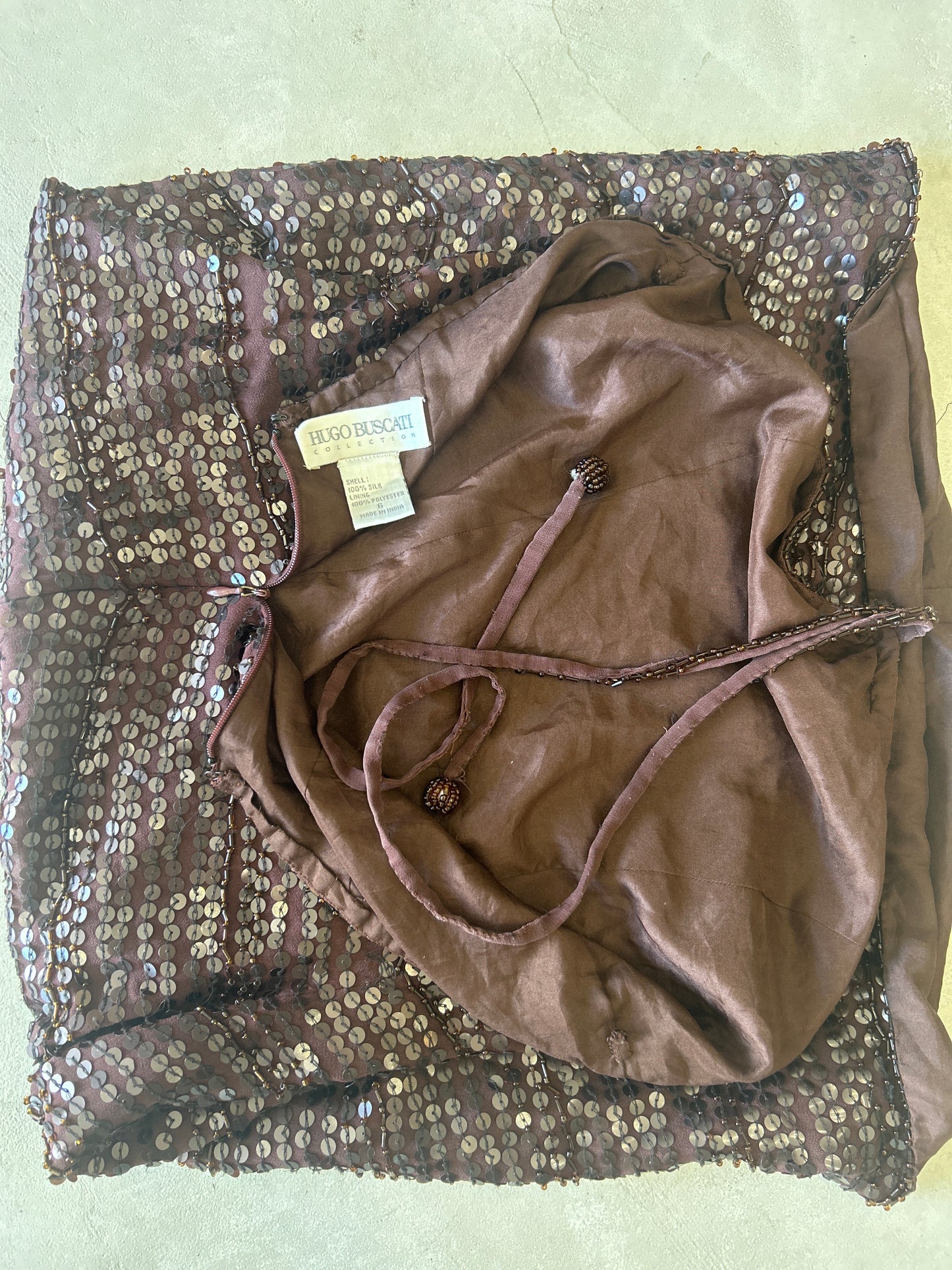 Hugo Buscati Collection Brown Sequin Halter Dress