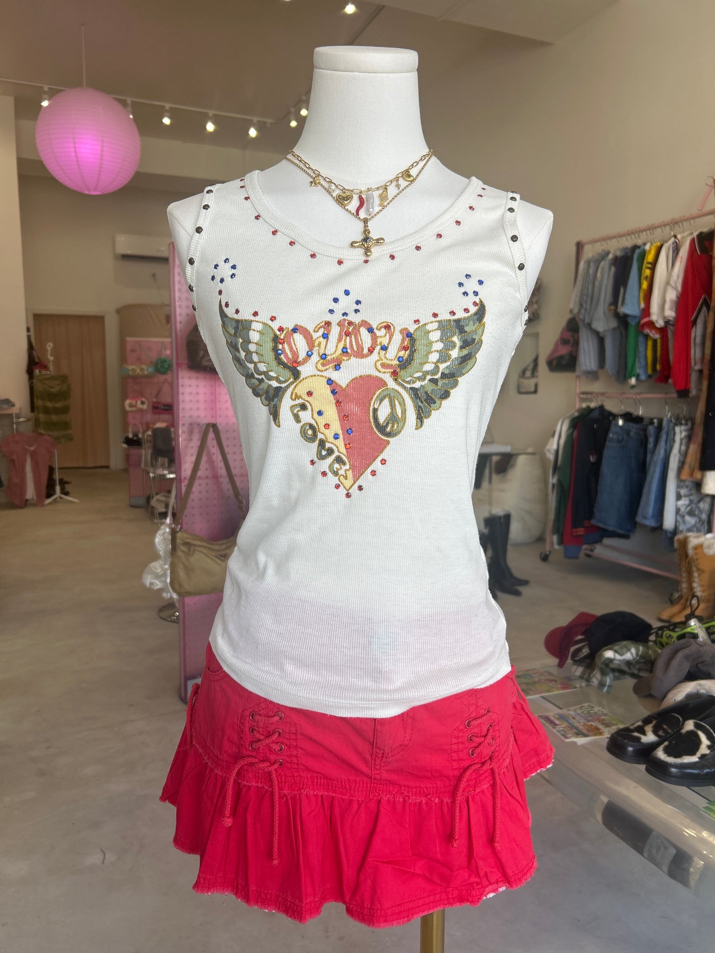 Fashion U Cream Tank w/ Embellishments