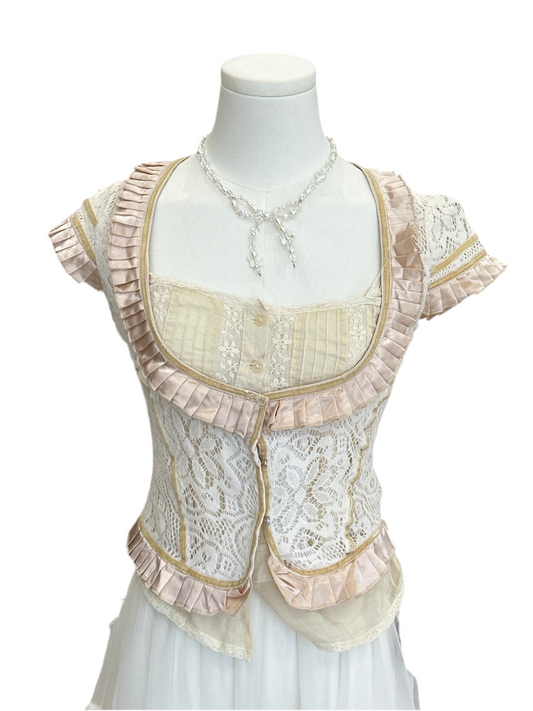 Dear Ann underbust lace cap sleeve top