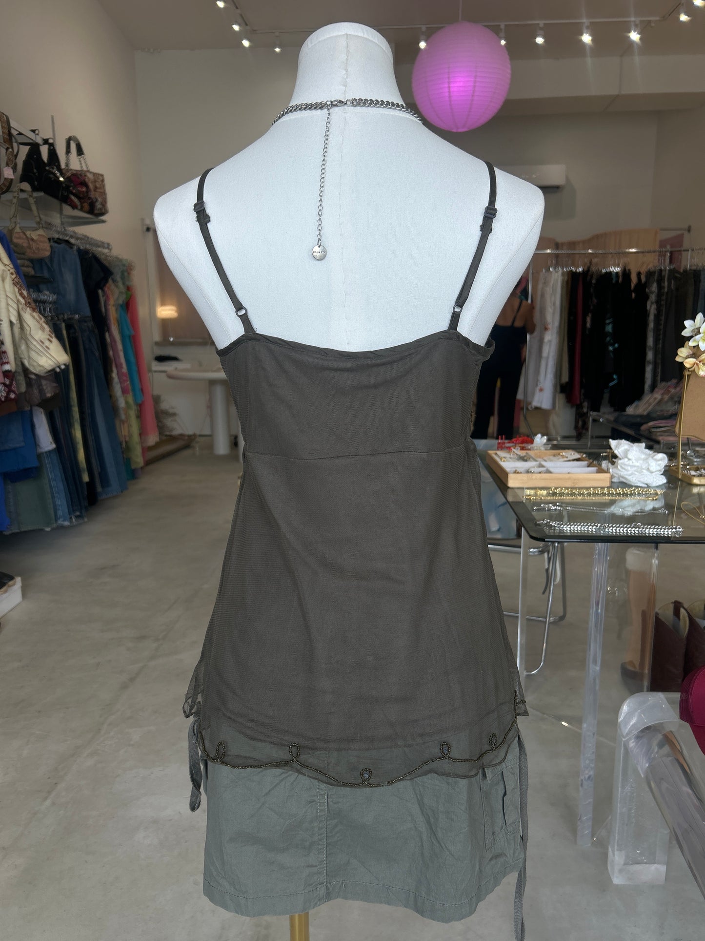 Lindex Army Green Embellished Cami