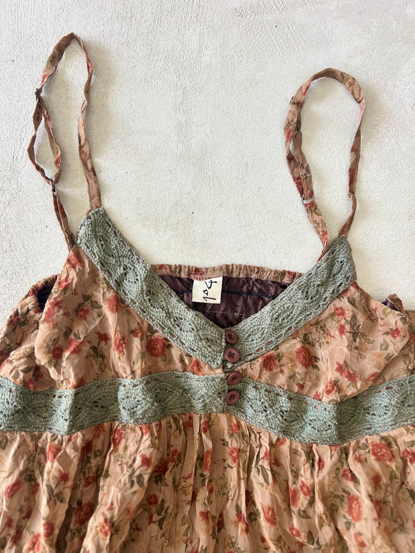 Boll-up Brown Floral Maxi Dress with Buttons