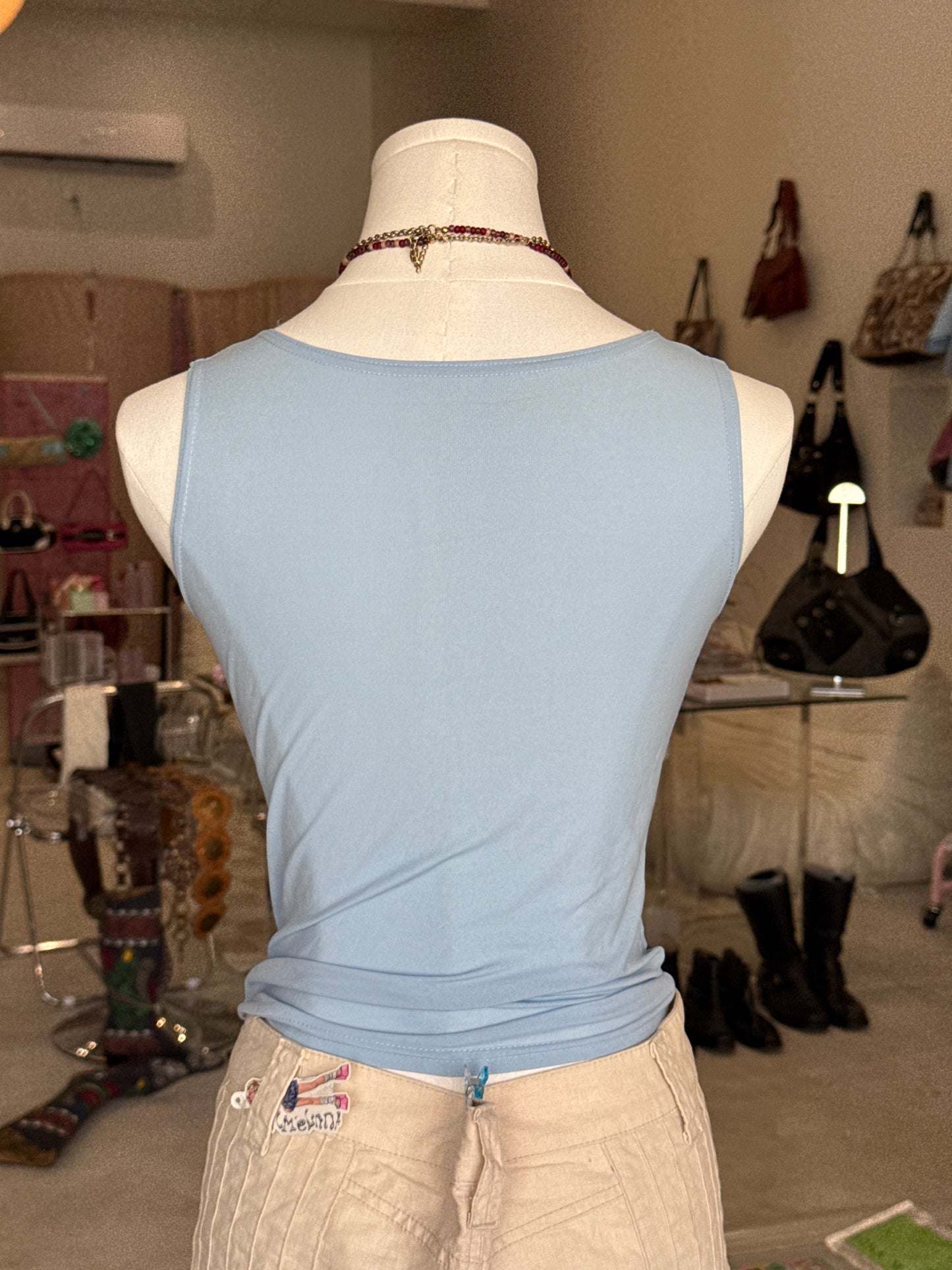Baby Blue Palm Tree Print Tank