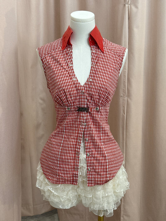Miss Sixty Red/White Checkered Collar Sleeveless