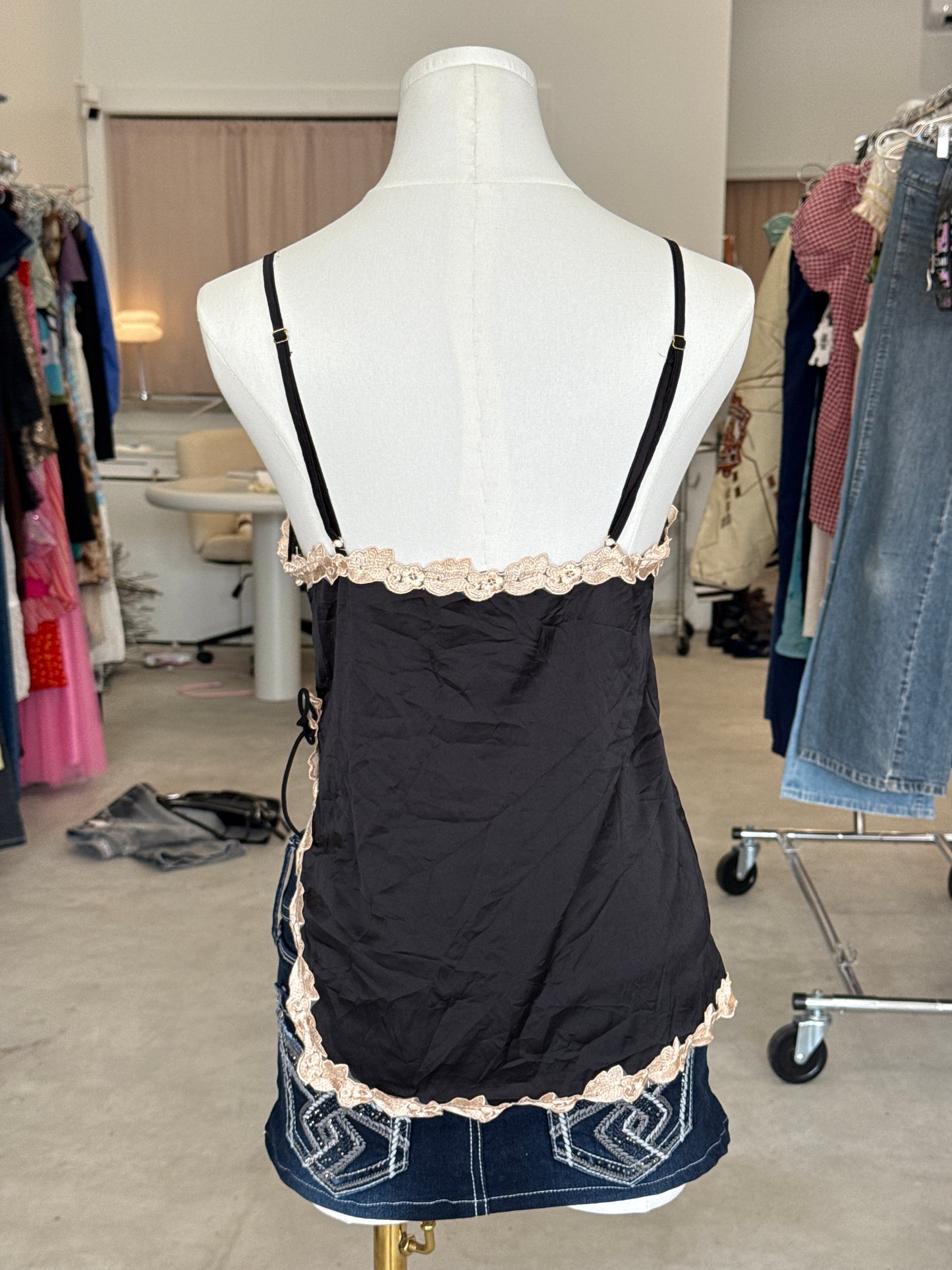 Asymmetrical silky lace top