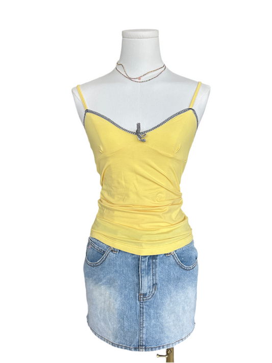 Yellow checker trim cami top