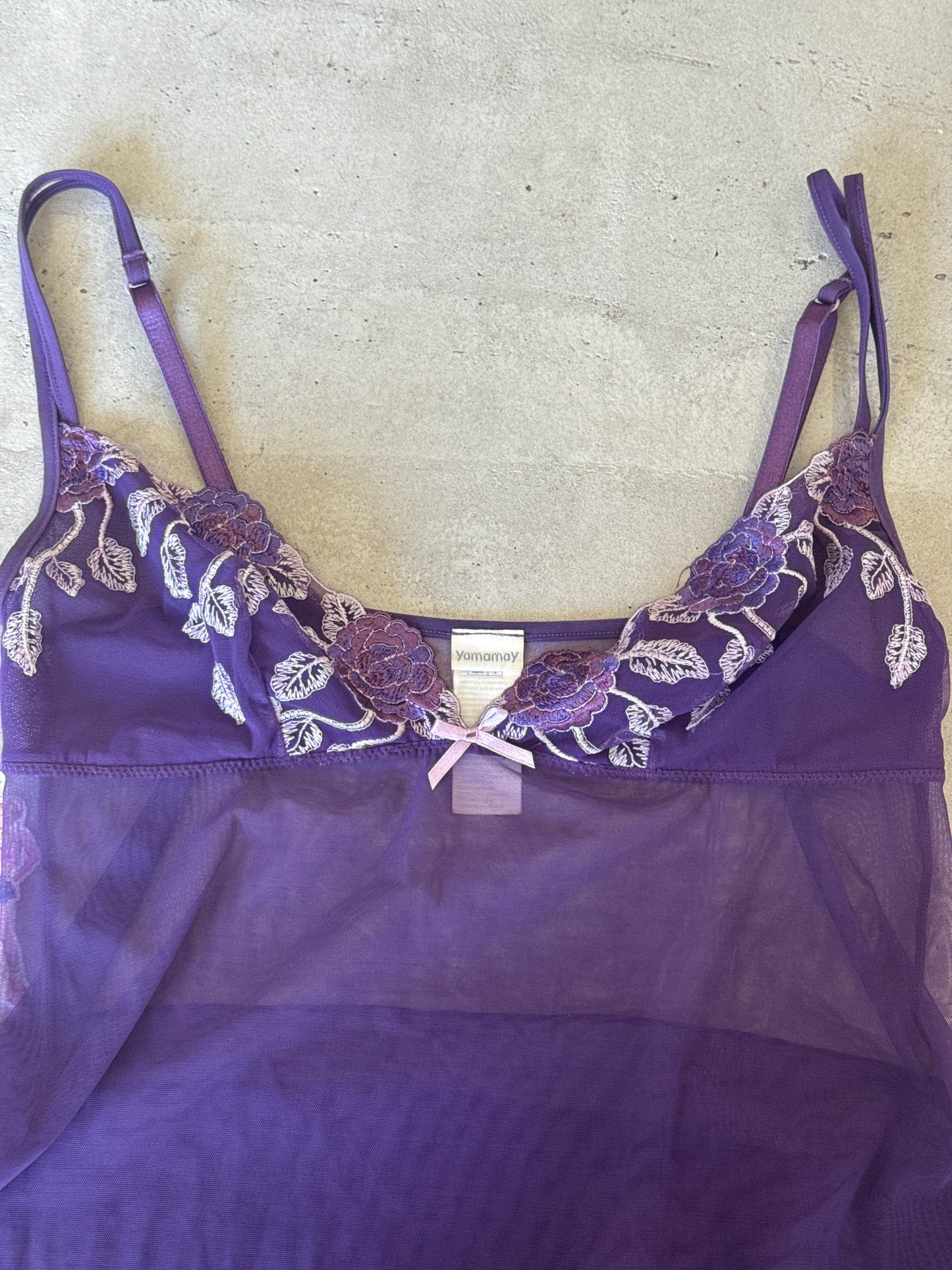 Purple embroidered Italian vintage slip dress