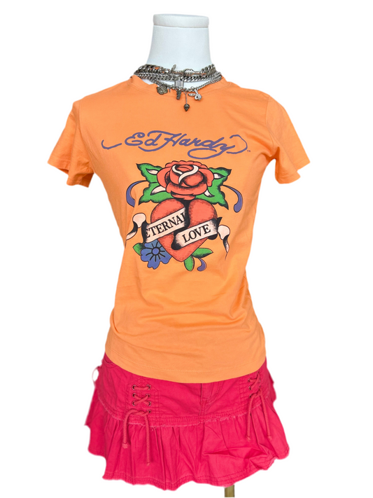 Ed Hardy Orange Eternal Love T-Shirt