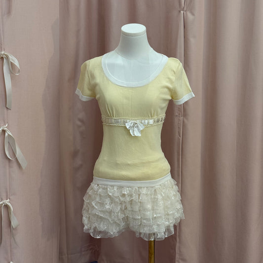 CSL baby yellow white ribbon top