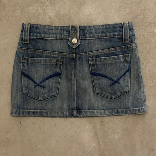 Rafi'i medium wash stud mini skirt