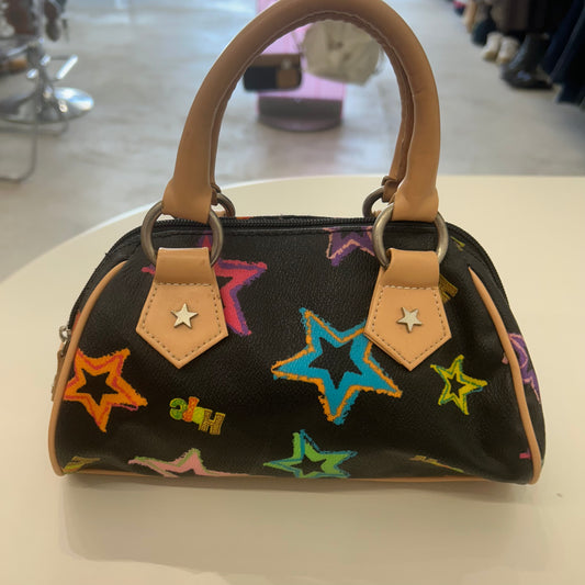 Claire's Black w/ Hope Multicolor stars mini purse